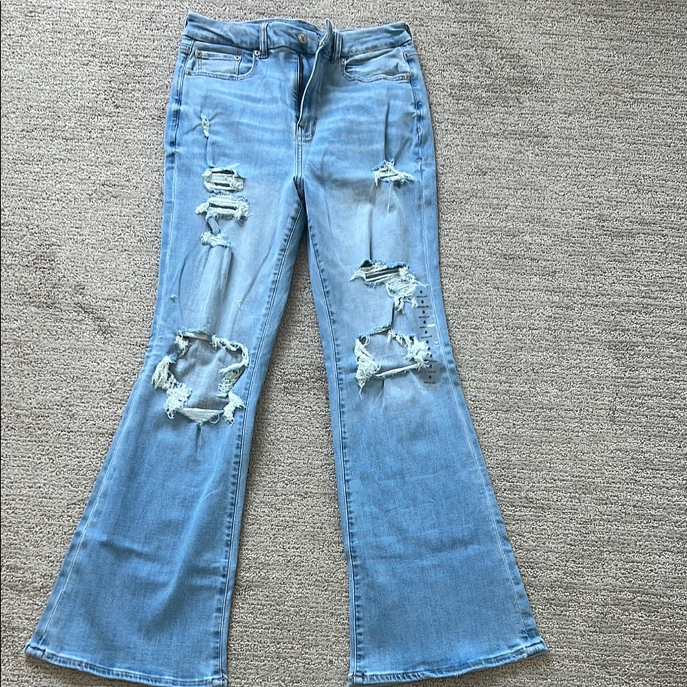 American Eagle Outfitters Blue Flare Wide Leg Jeans